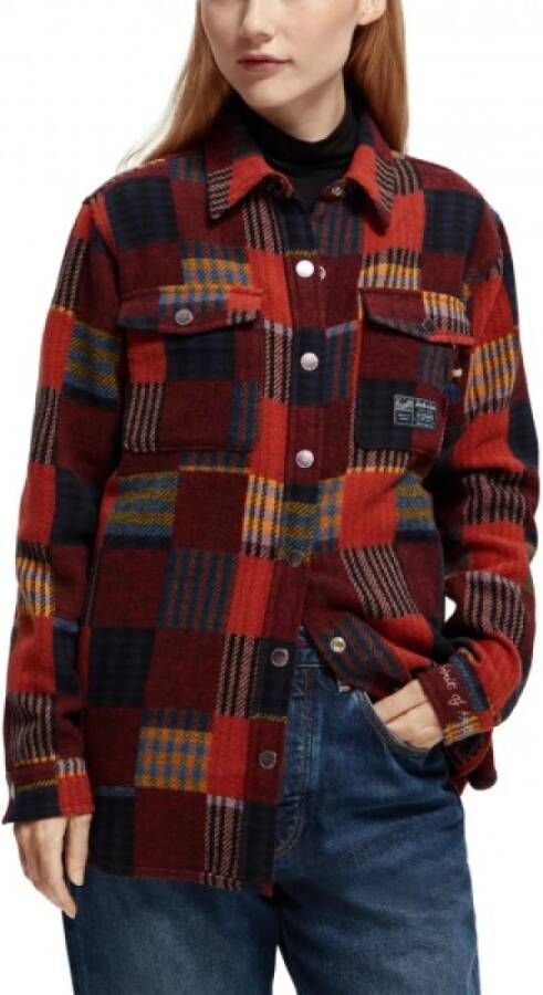 Scotch & Soda Geruit overshirt in patchworkstijl