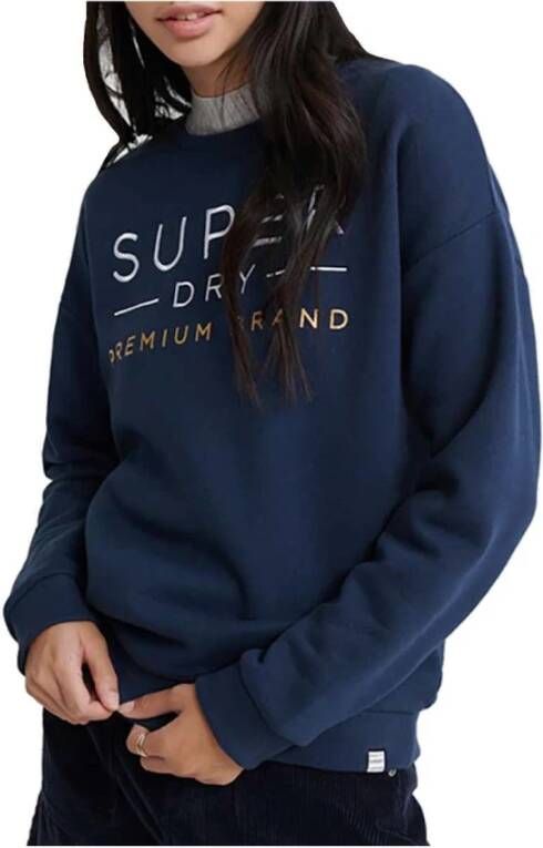 Superdry Applique Crew sweatshirt , Blauw, Dames