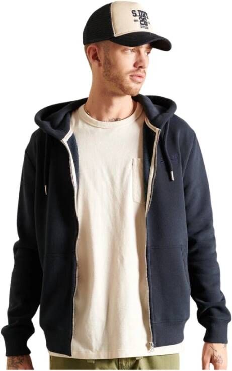 Superdry Vintage Logo Emb Ziphood 20 , Blauw, Heren