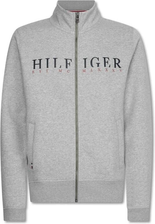 Tommy Hilfiger Lichtgrijze Vest Hilfiger Logo Zip Through