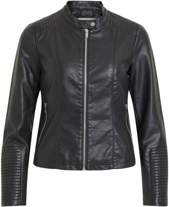 VILA imitatieleren bikerjack VIBLUE zwart