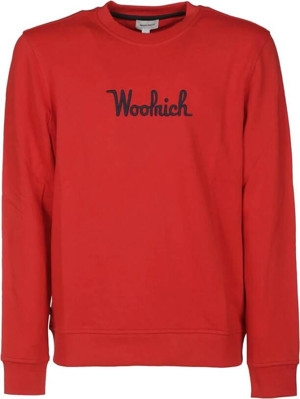 Woolrich Red Felpa Crewneck , Rood, Heren