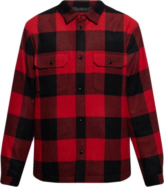 Woolrich Rood gecontroleerde puffer jas , Rood, Heren
