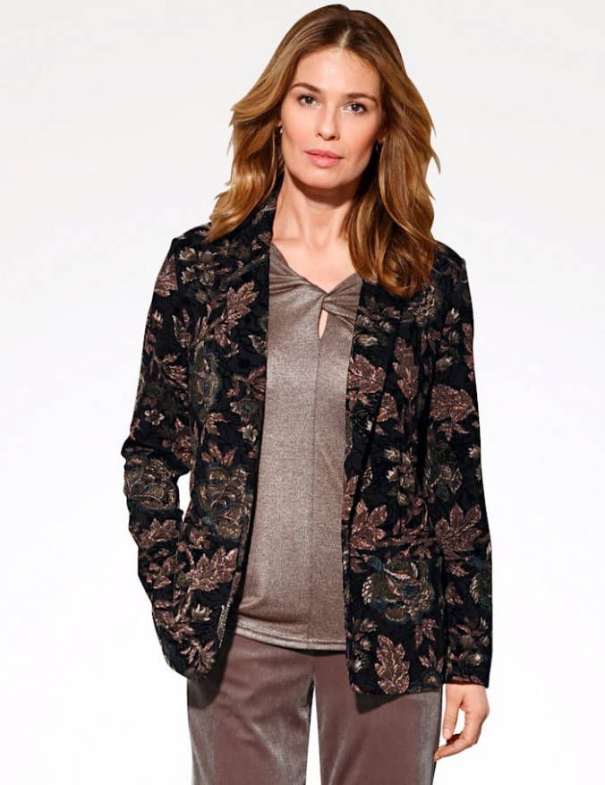 MONA Blazer van fluweelzacht ausbrennermateriaal Zwart/Bordeaux/Groen