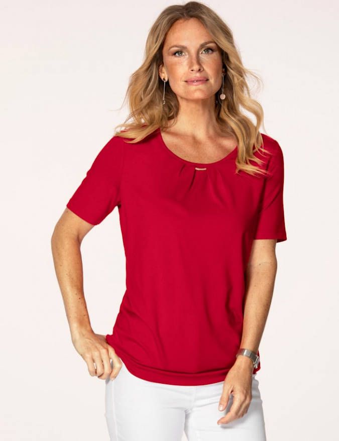 MONA Shirt van fijne jersey Rood