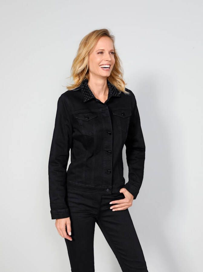 MONA Spijkerjasje met platte kraag Zwart