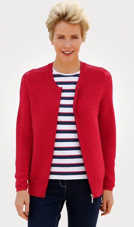 MONA Vest met detail van netstructuur Rood