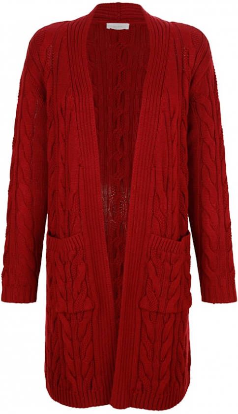 MONA Vest met kabelpatroon Bordeaux