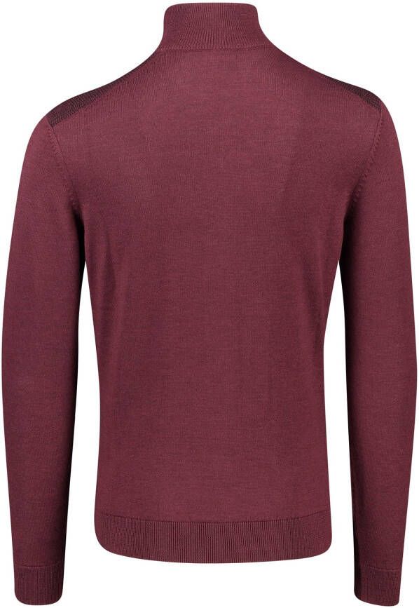 Hugo Boss Ladriano vest bordeaux effen merinowol opstaande kraag rits