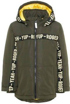 NAME IT MINI winterjas Max met tekstbies groen