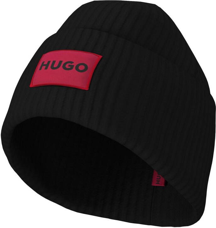 Hugo Boss Xaff muts in wolblend met logopatch