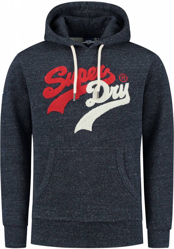 Superdry Hoodie met gemê, leerd dessin en logoborduring
