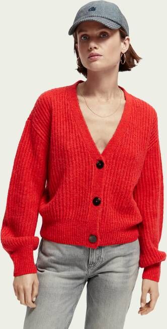 Scotch & Soda Grofgebreid vest in alpaca wolblend met V hals