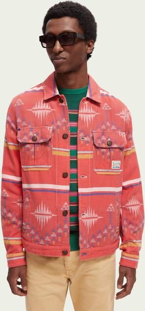 Scotch & Soda Regular fit overshirt in wolblend met borstzakken en print