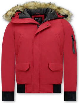 Enos Parka Jas Korte Winterjas Faux Bontkraag