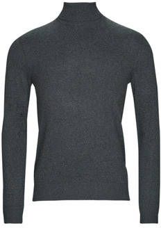JACK & JONES ESSENTIALS fijngebreide coltrui JJEEMIL Dark Grey Melange