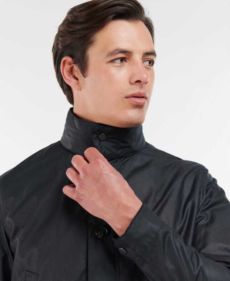 Barbour winterjas donkerblauw normale fit katoen effen rits + knoop