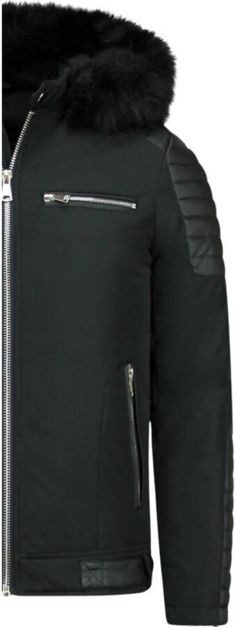 Enos Winterjas met Bontkraag Winterjas Mannen Zwart