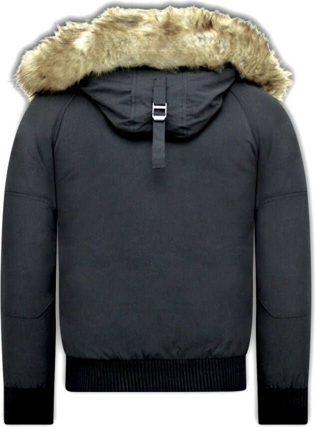 Enos Korte winterjas met faux bontkraag