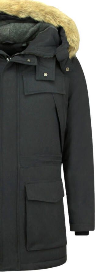 Enos Lange zwarte winterjassen heren Mannen jassen parka Pi-891Z Zwart