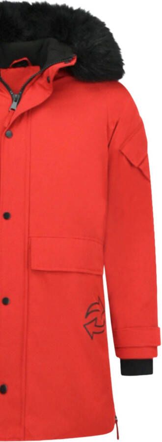 Enos Winterjas Heren Parka jas Gewatteerde Jas Lange Rood