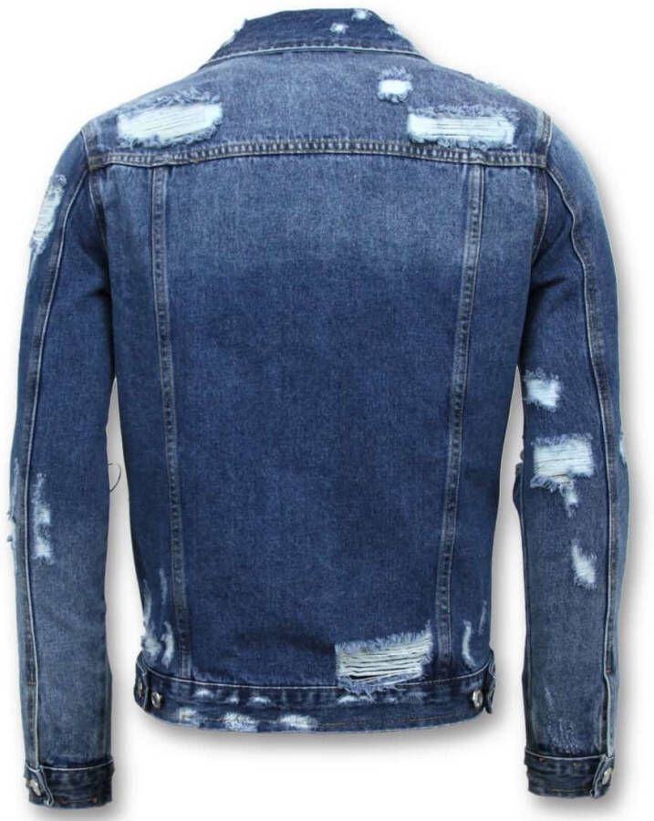 Enos Spijkerjack Ripped Denim , Blauw, Heren