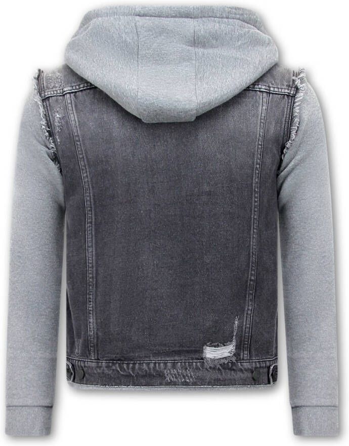 Enos Spijkerjas met Stoffen Mouwen Rj9102 , Zwart, Heren