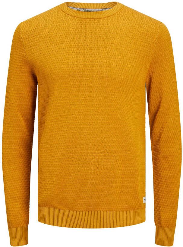 jack & jones Ronde hals gekweek , Geel, Heren