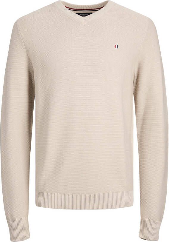 jack & jones V hals gebreide kleding , Beige, Heren