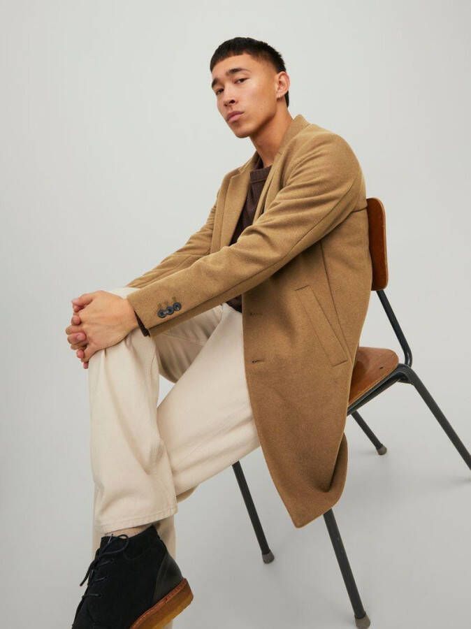 jack & jones Ullrock jjemoulder wollen jas sts , Beige, Heren