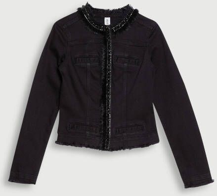 Liu Jo Denim jacket with gemstones and synthetic fur