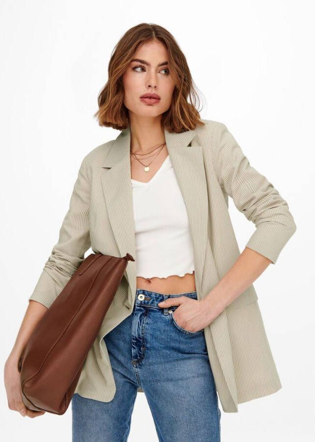 ONLY gestreepte blazer ONLADISON lichtbruin/wit