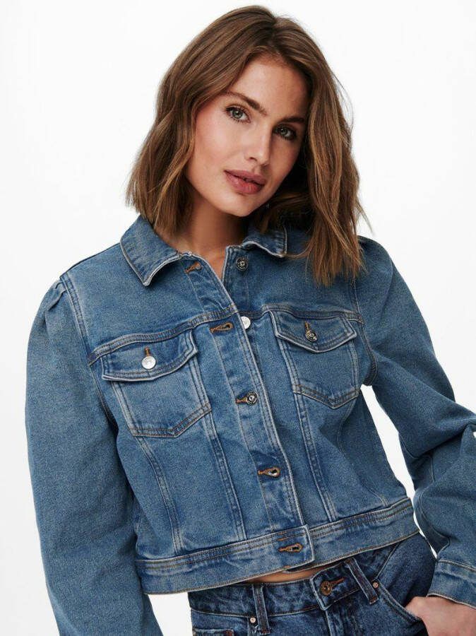 Only Jeansjack ONLDELAWARE met pofmouwen