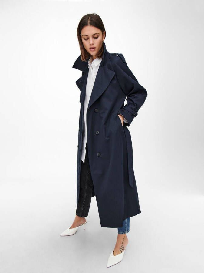 Only Double Breasted Gabardina , Blauw, Dames