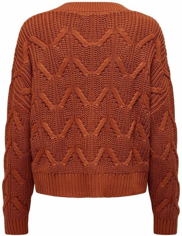 ONLY grofgebreid vest ONLMETTE roodbruin