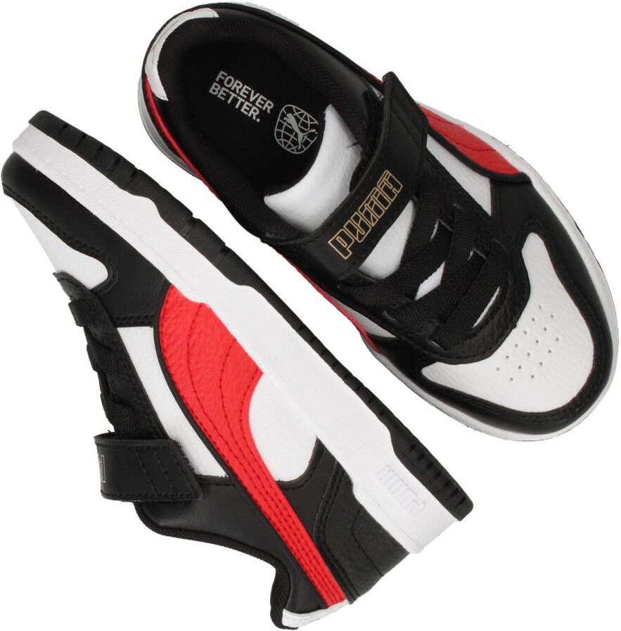 Puma RBD Game Low Klittenband Sneaker Jongens Zwart/Wit/Rood