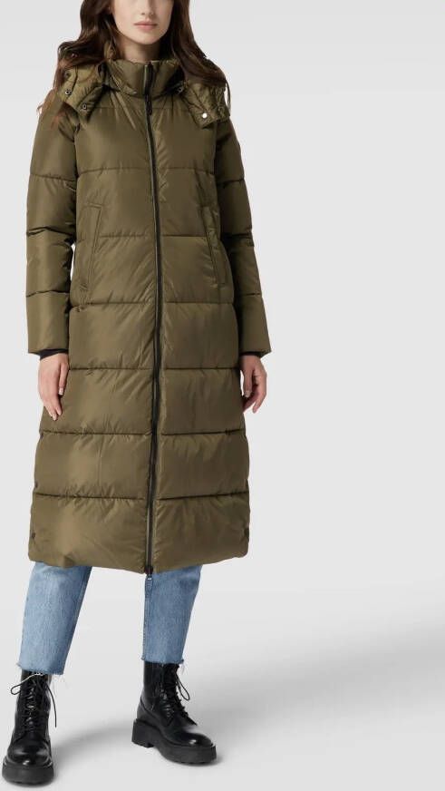 Save The Duck Logo patch lange puffer jas , Groen, Dames