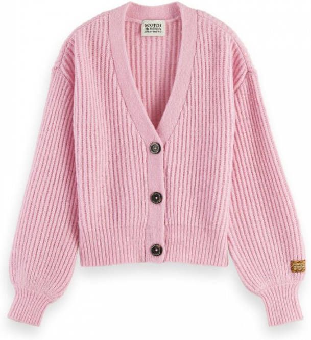 Scotch & Soda 164741 4603 scotch en soda v neck boxy fit knitted cardigan memphis pink