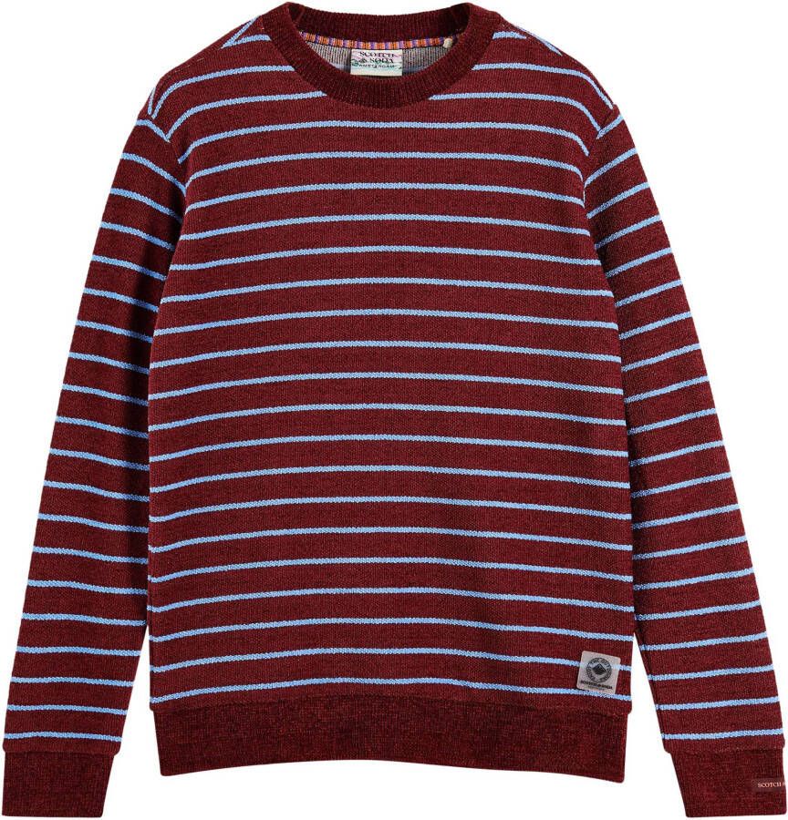 Scotch & Soda Striped crewneck chenile bordeaux & blue
