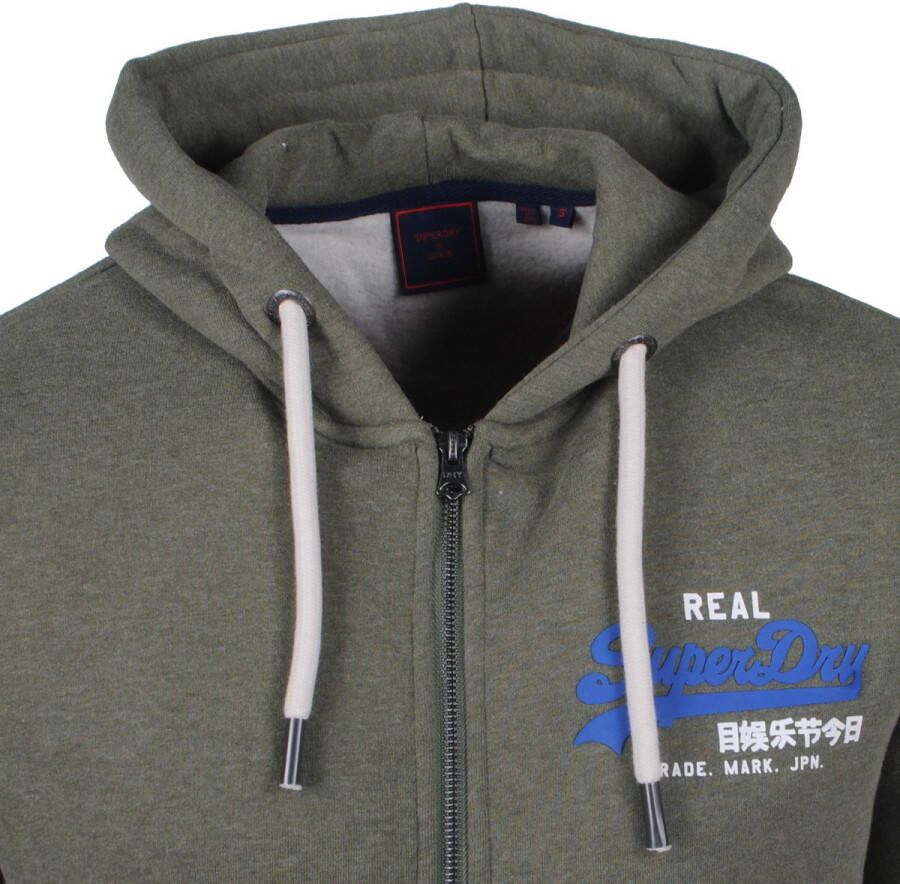 Superdry heren vest vintage logo zip hoodie olive mê, lee