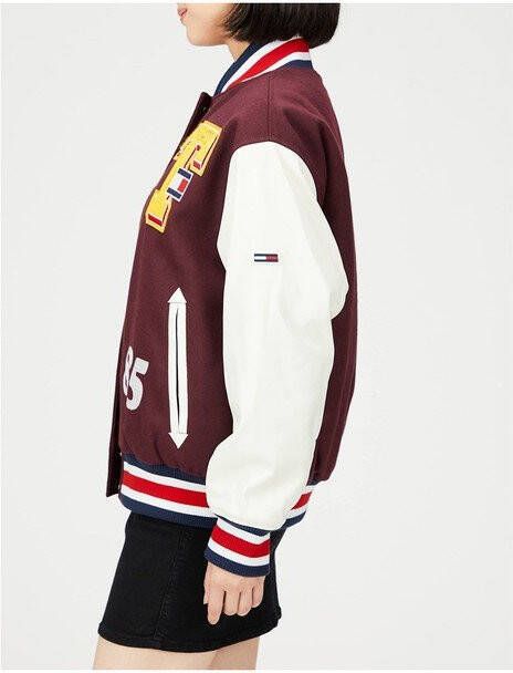 Tommy Hilfiger Letterman oversized baseball jacket in wolblend