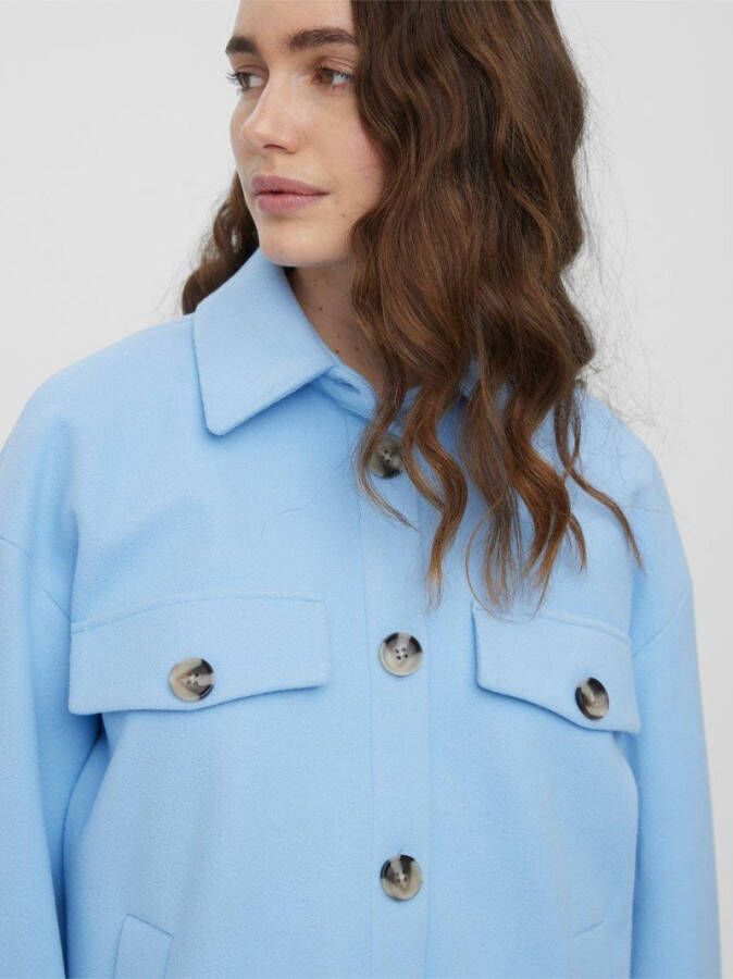 VERO MODA shacket VMDAFNEALLY van gerecycled polyester lichtblauw