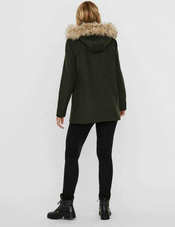 Vero Moda Jas faux fur capuchon wollen