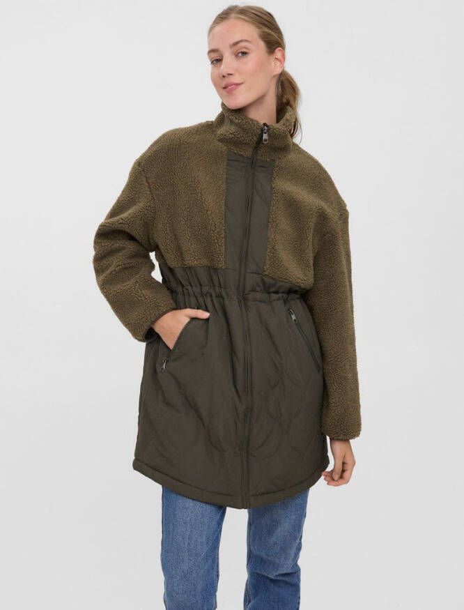 Vero Moda Lange jas teddy doorgestikte