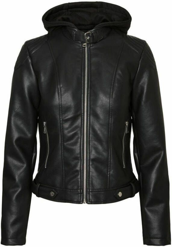 Vero Moda Leren jas hoodie imitatie