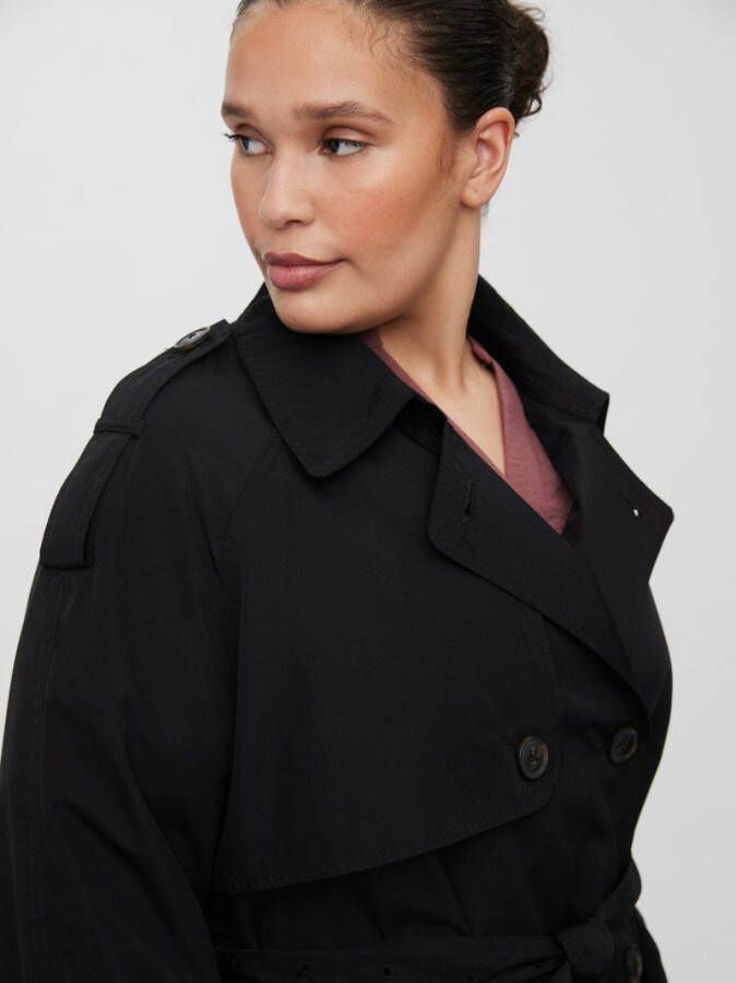 VERO MODA CURVE trenchcoat jas VMRAMONNA met ceintuur zwart