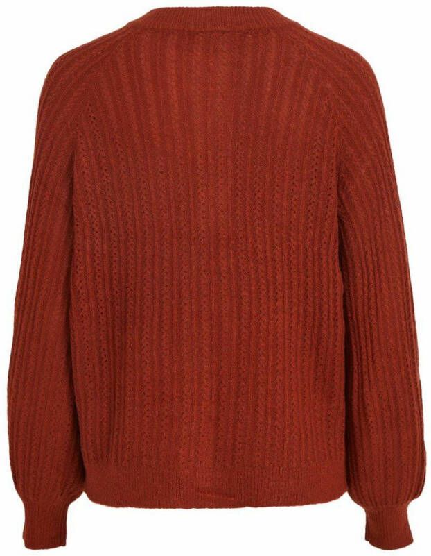 VILA gebreid vest VINAIDA L/S KNIT CARDIGAN rood