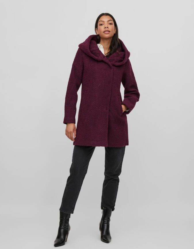 Vila Lange jas capuchon wolmix