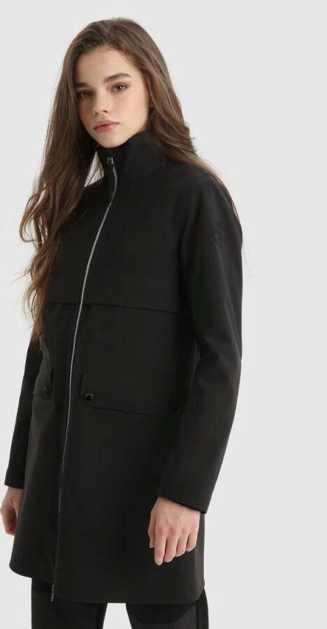 Woolrich Pequea Long Jacket in Stretch Jersey , Zwart, Dames