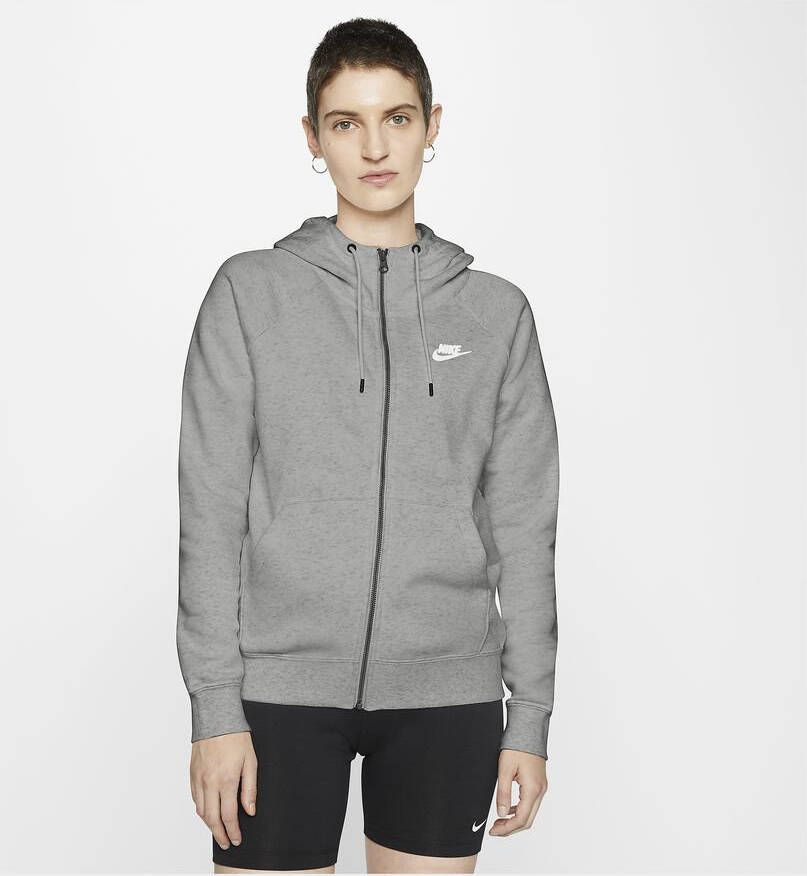 Nike Essential Full Zip Hoodie Dames Dark Grey Heather/Matte Silver/White/White Dames